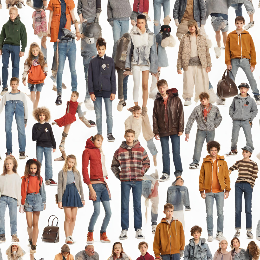 plein de personnes avec des styles différents pour démontré le pourquoi allé avec des vêtements personnalisée