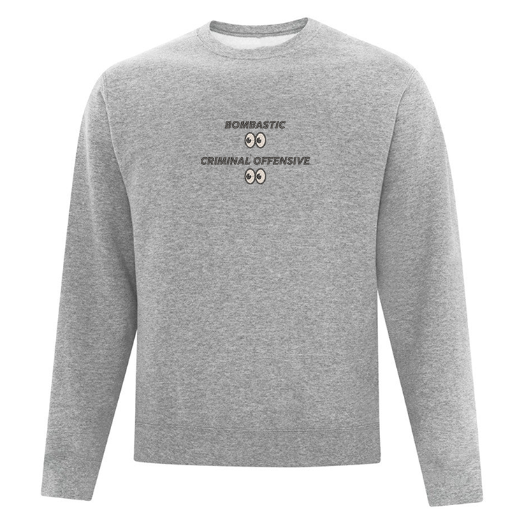crewneck gris pâle broderie meme trend tiktok vine side eye