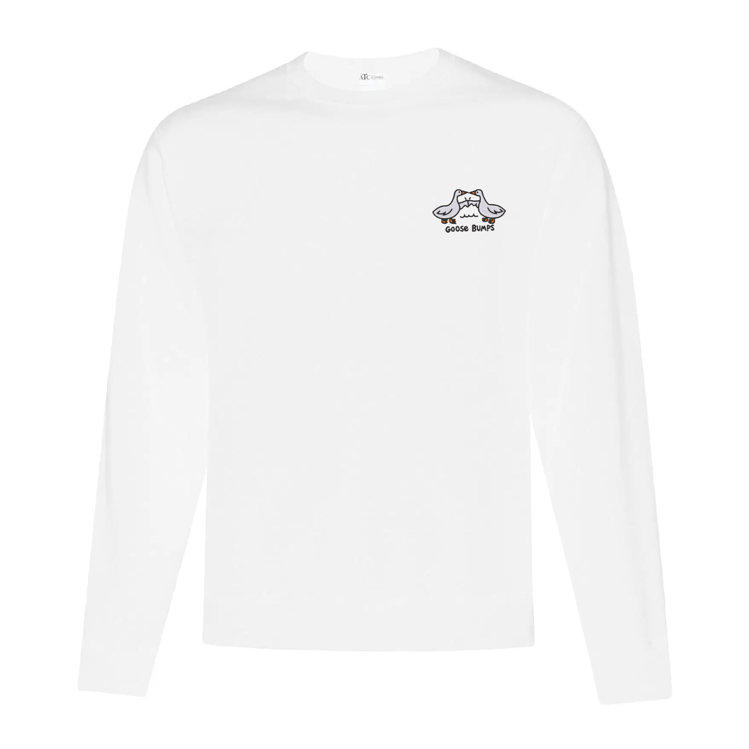 crewneck blanc goose bumps avec des oies brodées