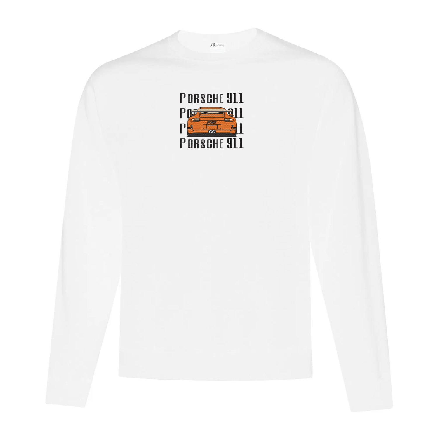 crewneck blanc porsche 911 orange brodée