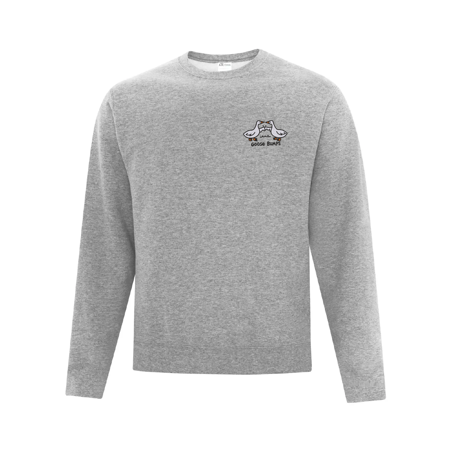 crewneck gris pâle goose bumps avec des oies brodées