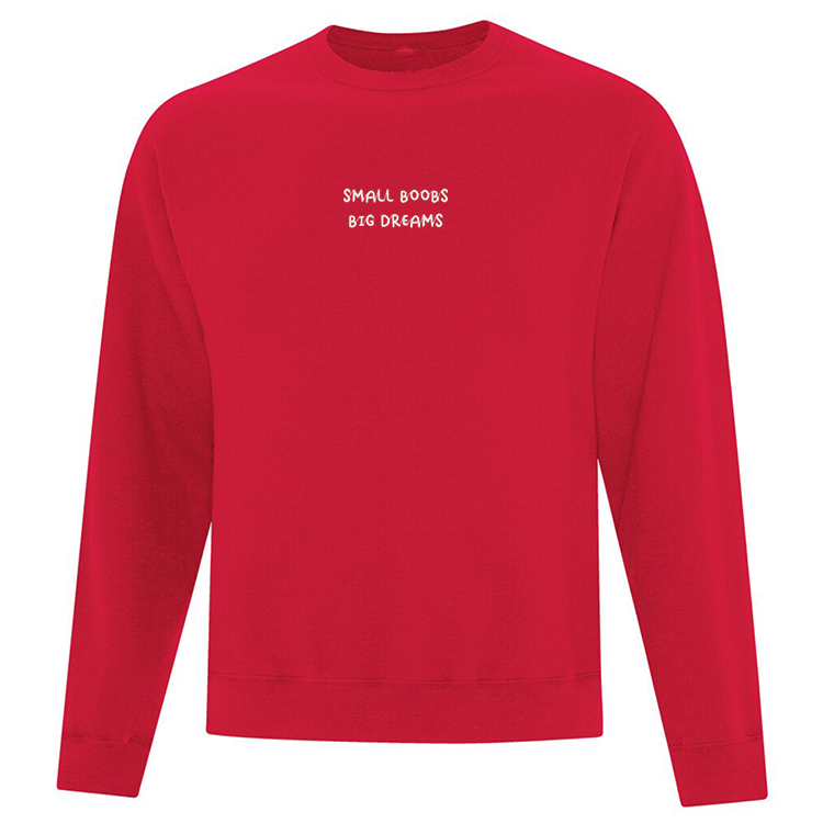 crewneck rouge small boobs big dreams brodé en blanc