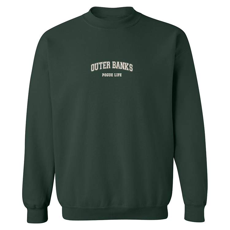 crewneck vert forêt outer banks brodé en blanc