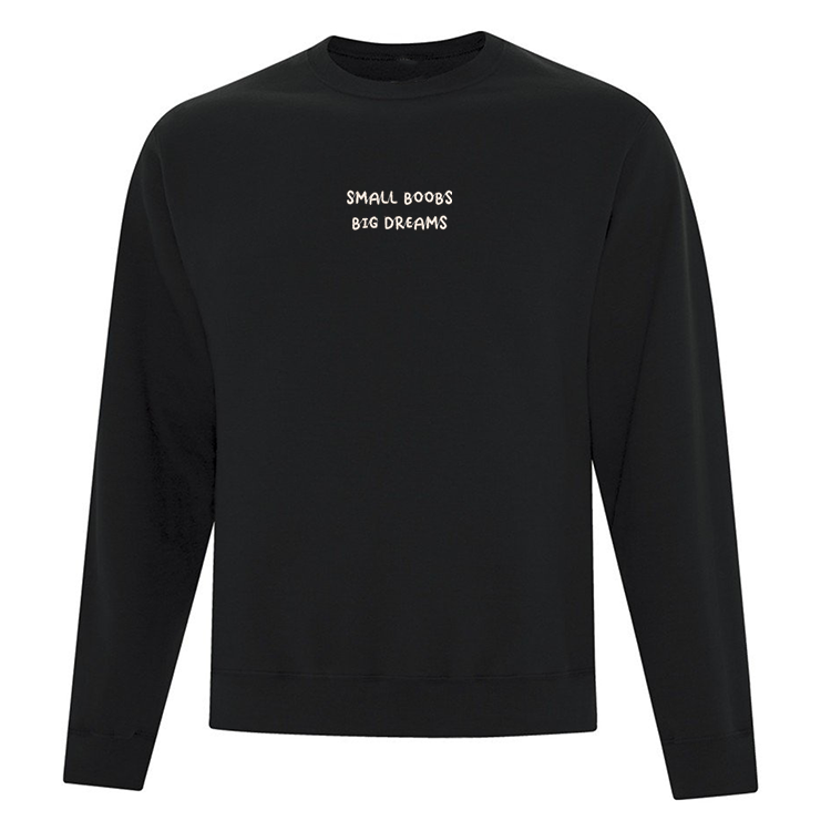 crewneck noir small boobs big dreams brodé en blanc