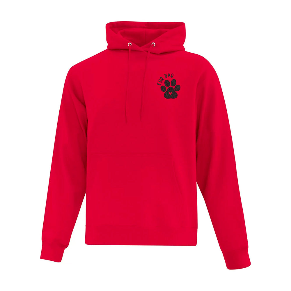 hoodie rouge fur dad avec patte de chien brodée