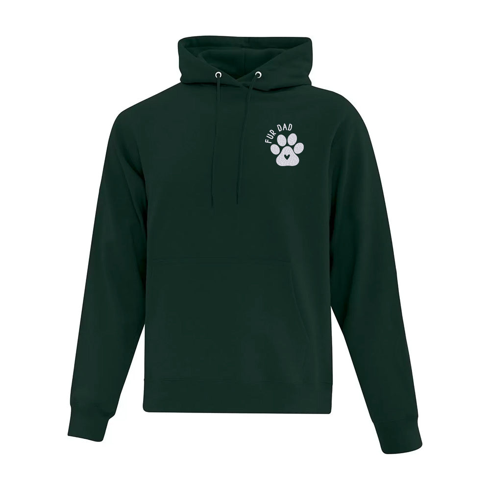 hoodie vert foret fur dad avec patte de chien brodée