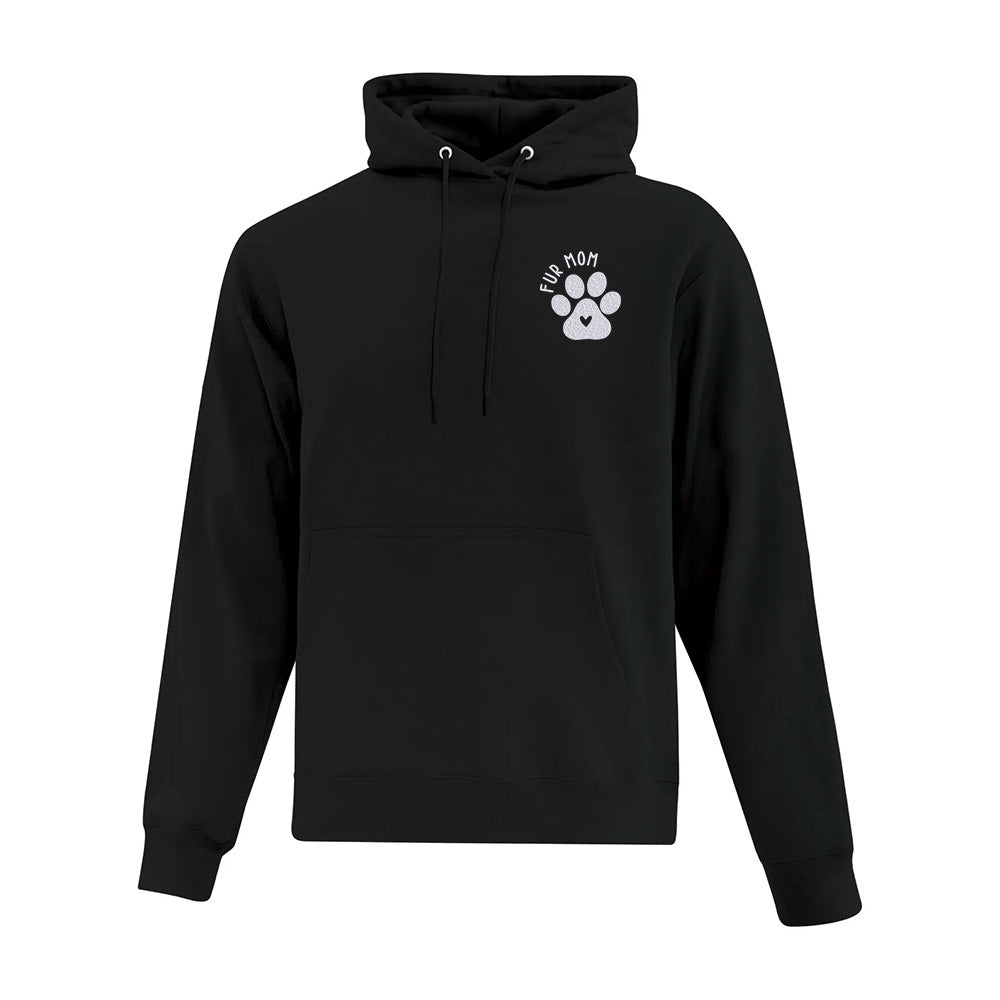 hoodie noir fur mom maman animal brodé avec une patte de chien