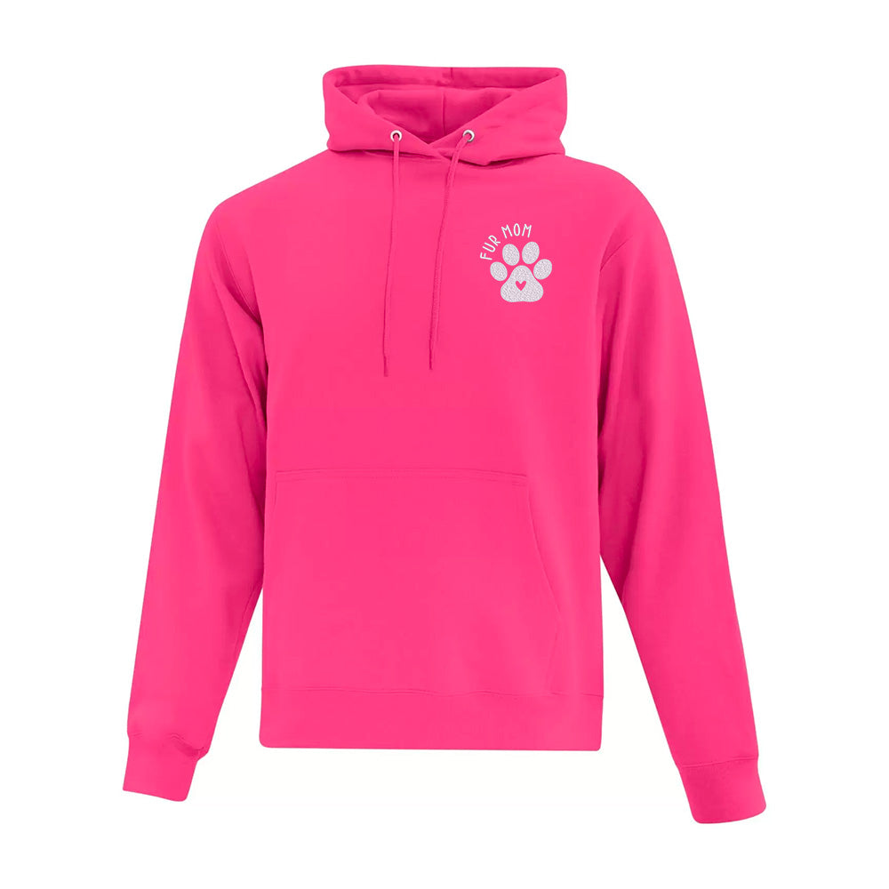 hoodie rose fuschia fur mom maman animal brodé avec une patte de chien