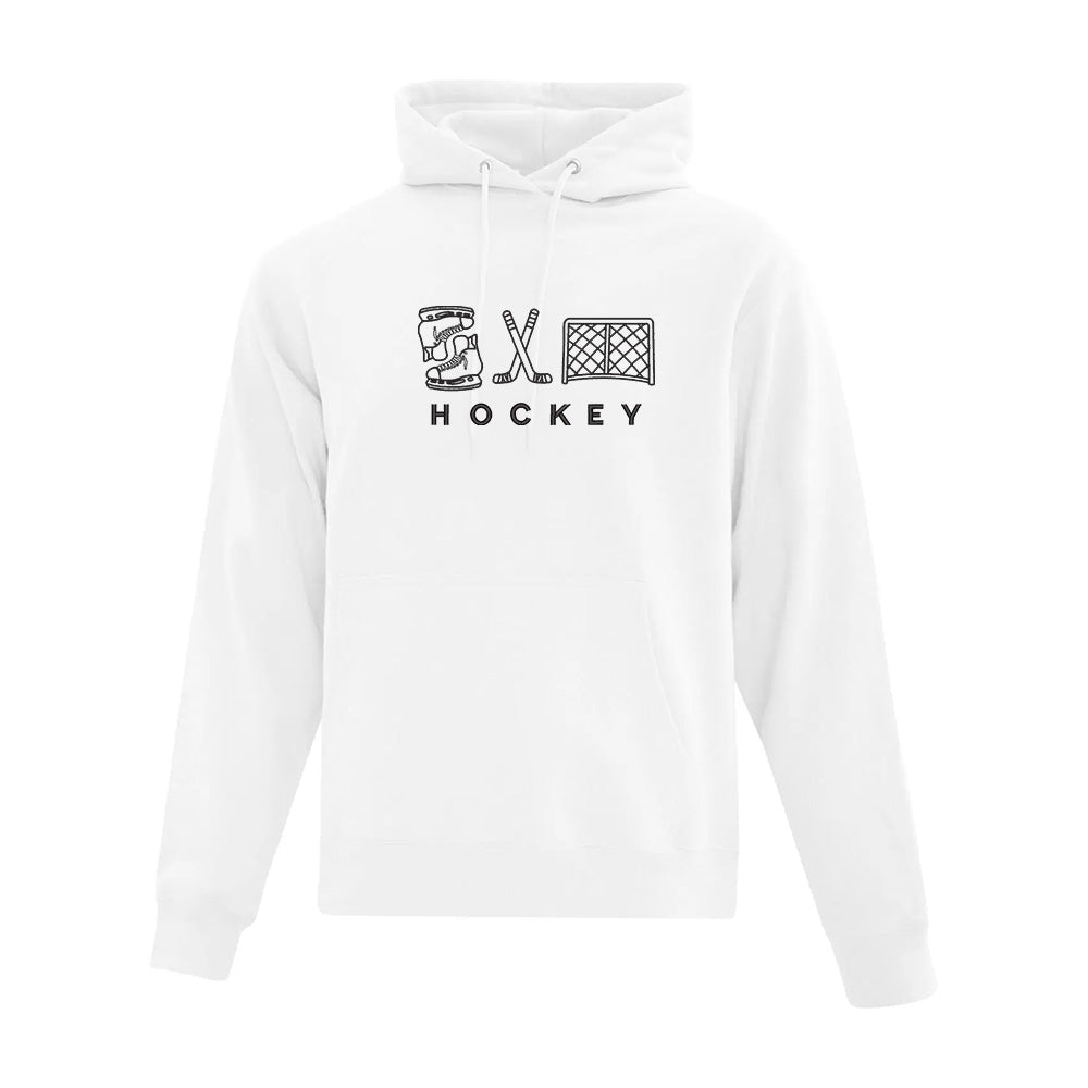 hoodie blanc avec broderie éléments de hockey sportif