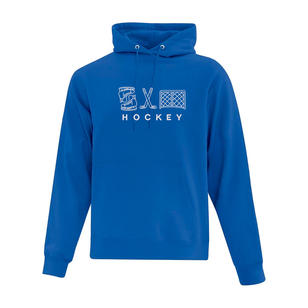 hoodie bleu royal avec broderie éléments de hockey sportif
