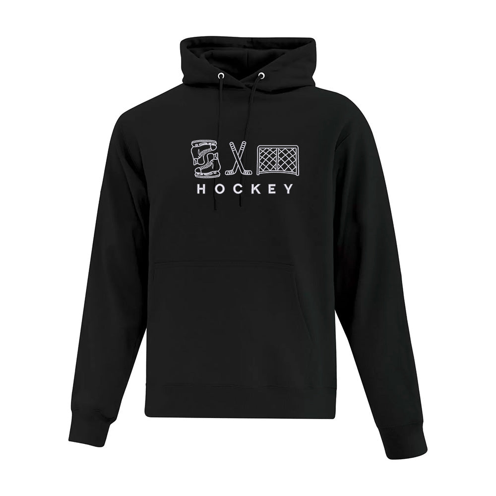 hoodie noir avec broderie éléments de hockey sportif