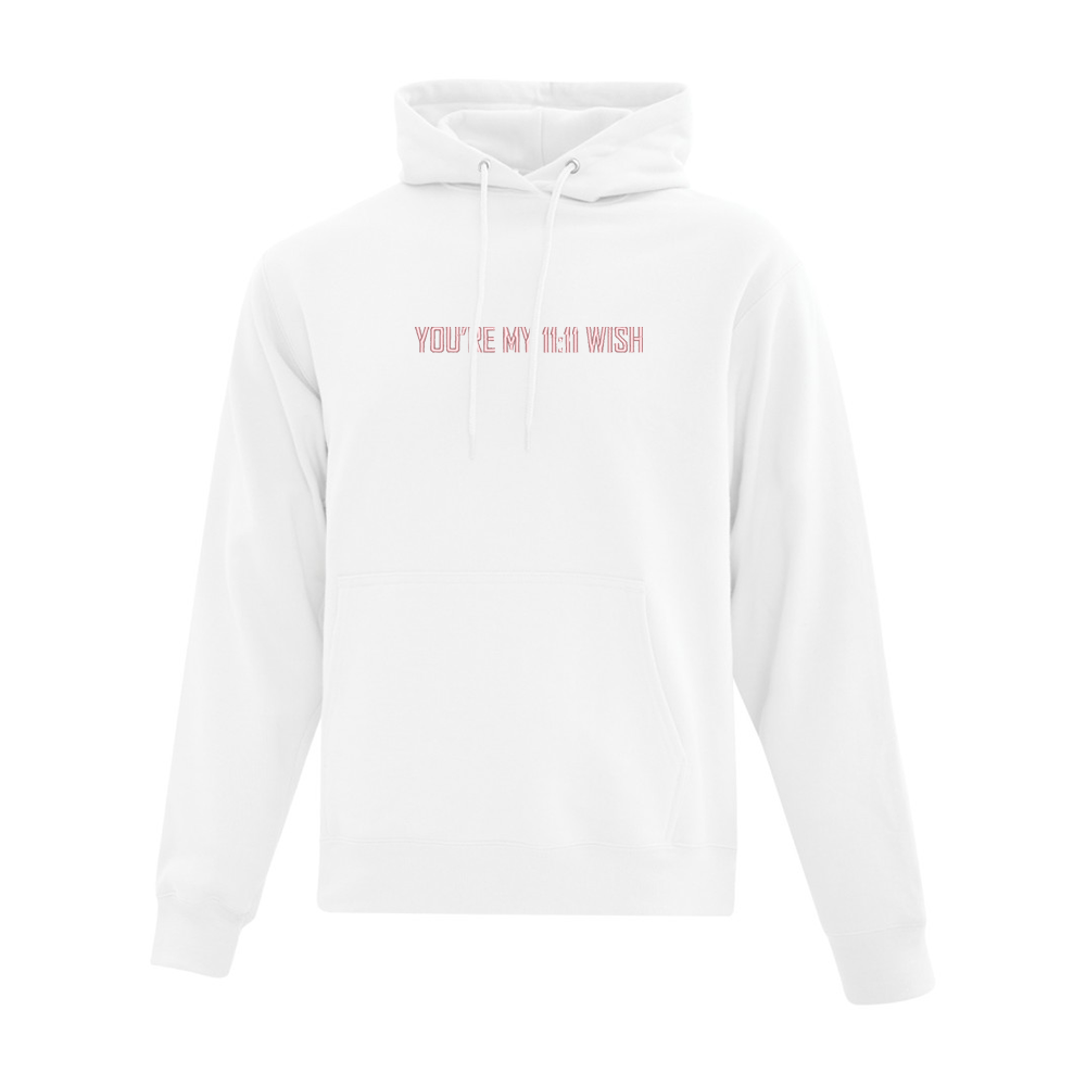hoodie blanc you're my 11:11 wish brodé en rose
