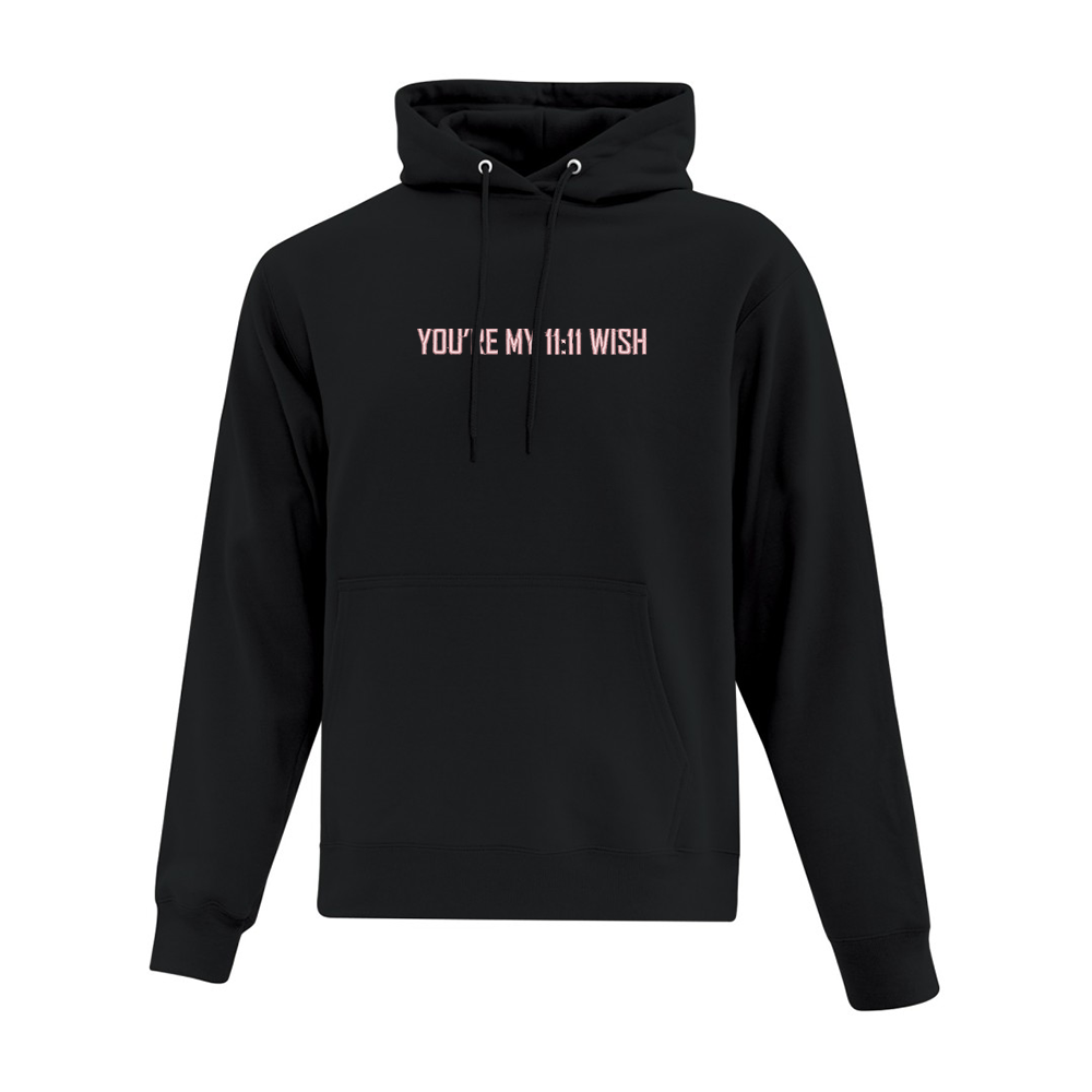 hoodie noir you're my 11:11 wish brodé en blanc