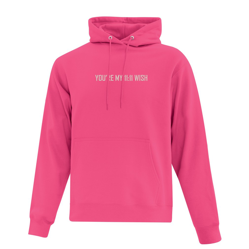 hoodie rose you're my 11:11 wish brodé en blanc