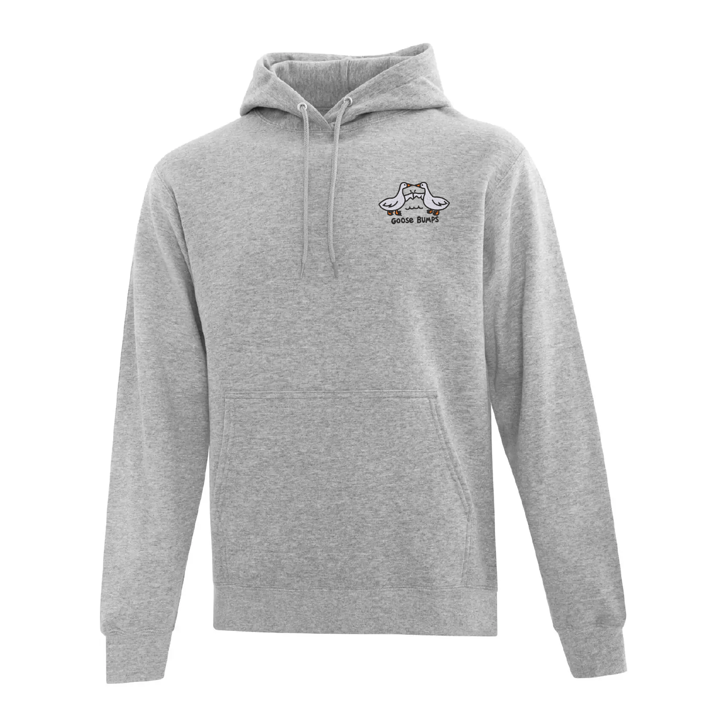 hoodie gris pâle goose bumps avec deux oies brodées