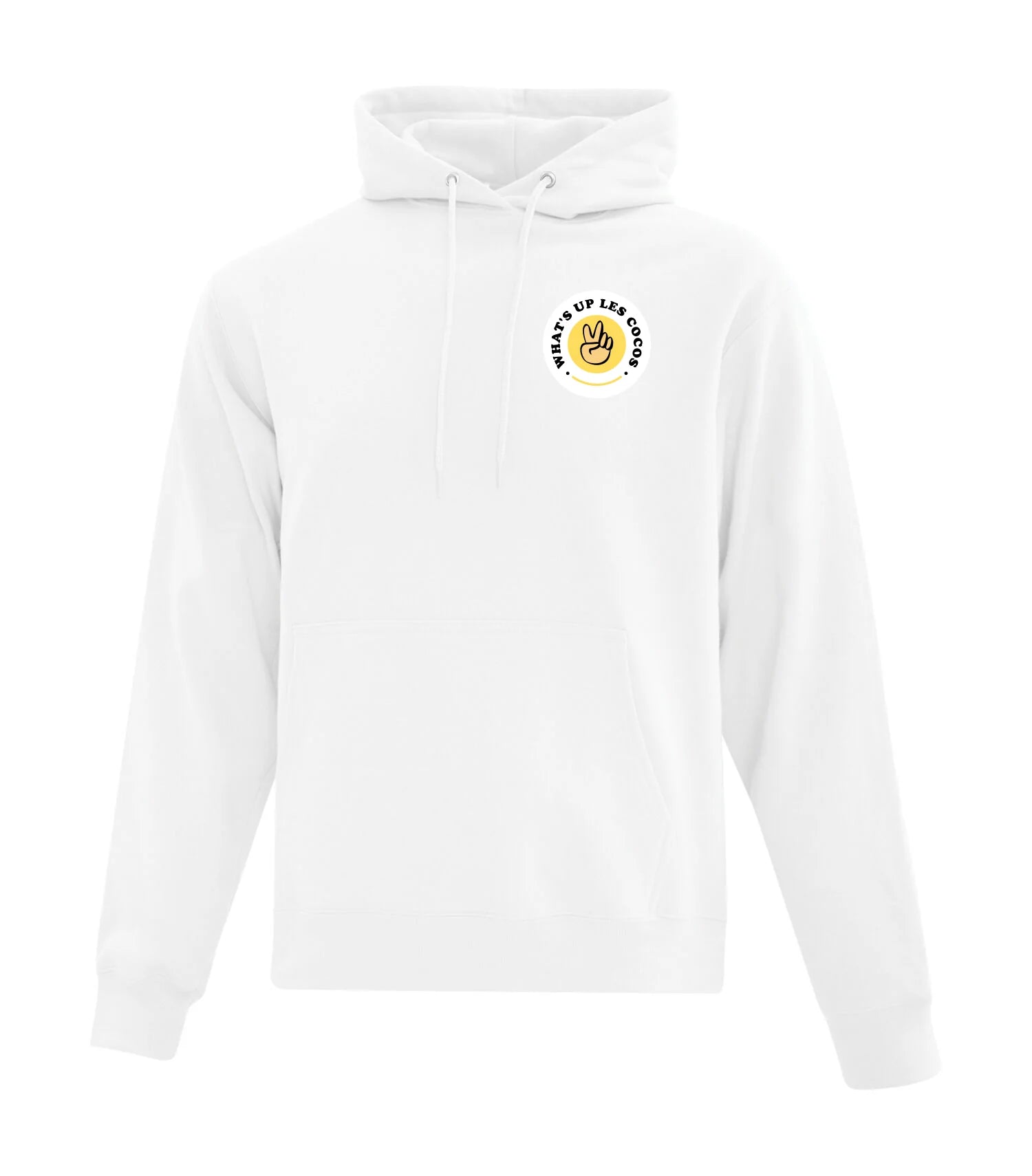 hoodie blanc what's up les cocos brodé enrick basaneze