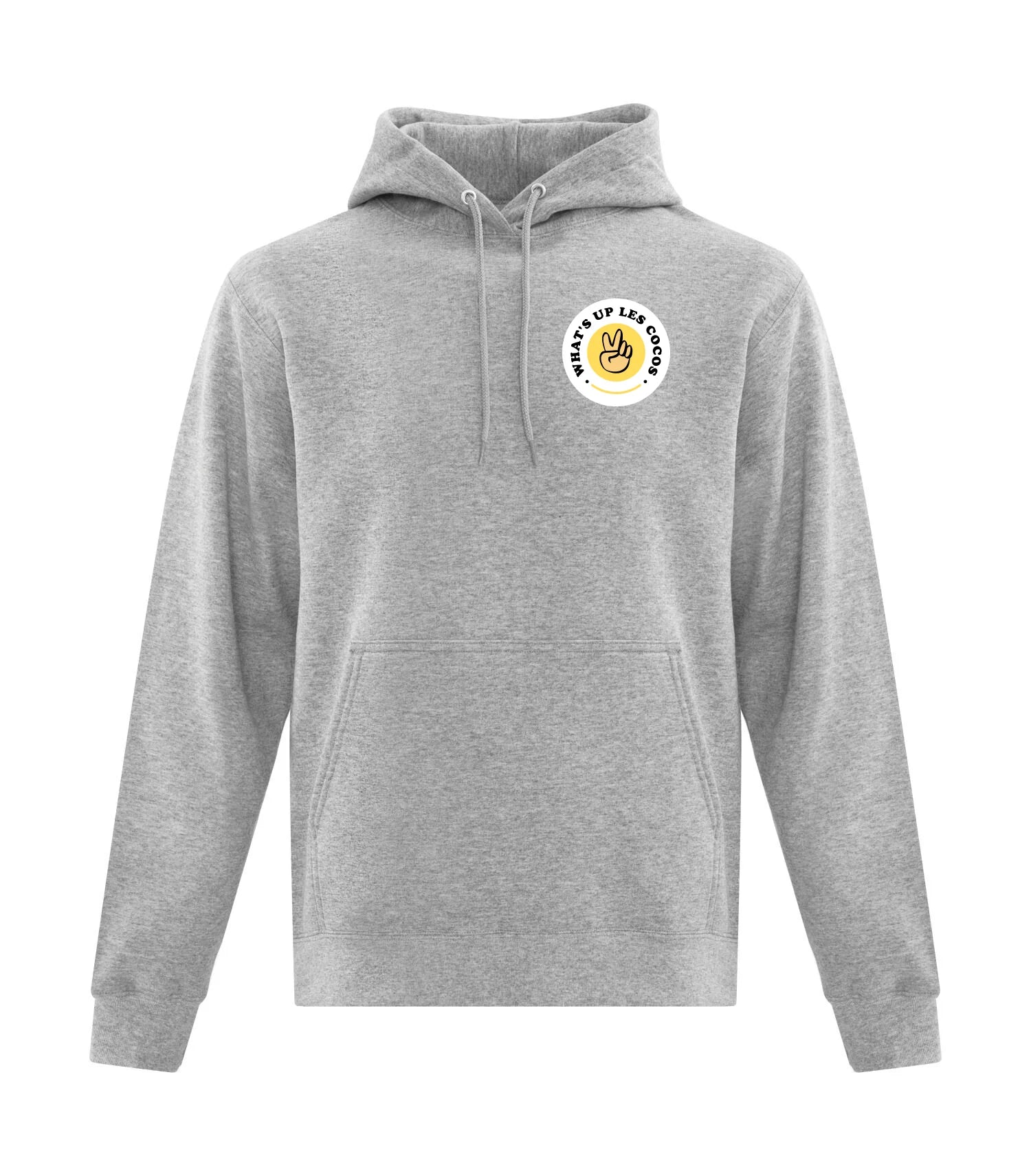 hoodie gris pâle what's up les cocos brodé enrick basaneze