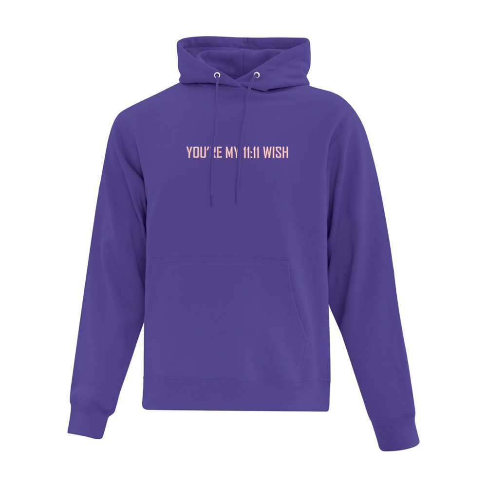 hoodie mauve you're my 11:11 wish brodé en rose