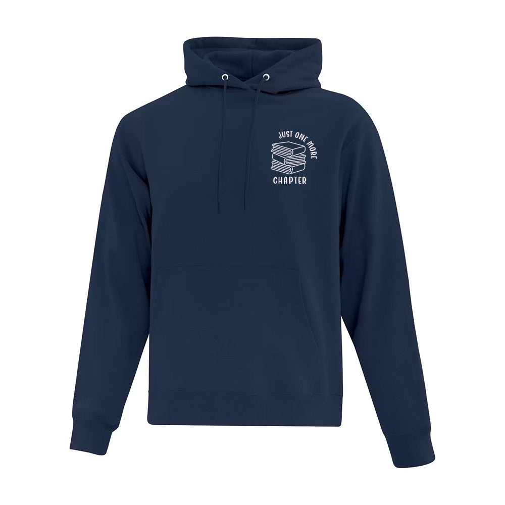 hoodie bleu marin one more chapter avec pile de livres brodé