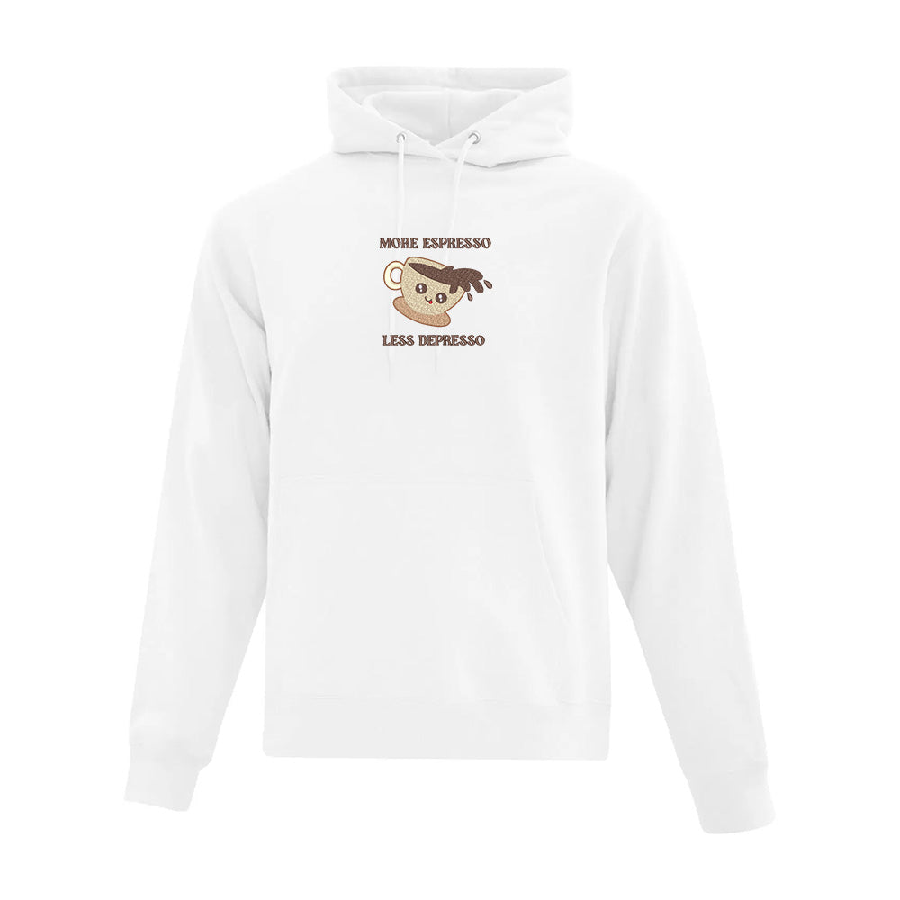 hoodie blanc more espresso less depresso santé mentale café coffee