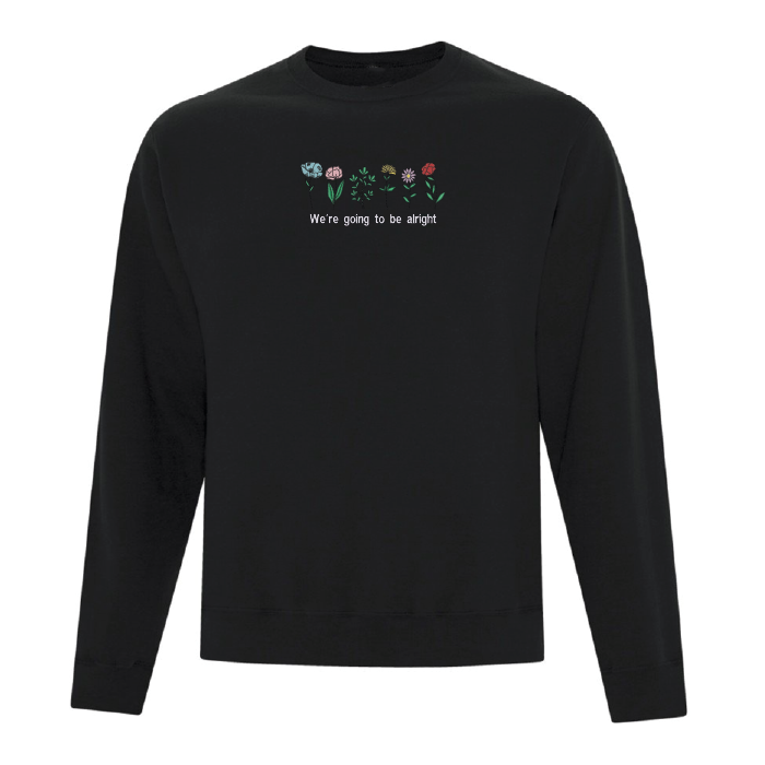 crewneck noir printemps champs de fleurs citation inspirante