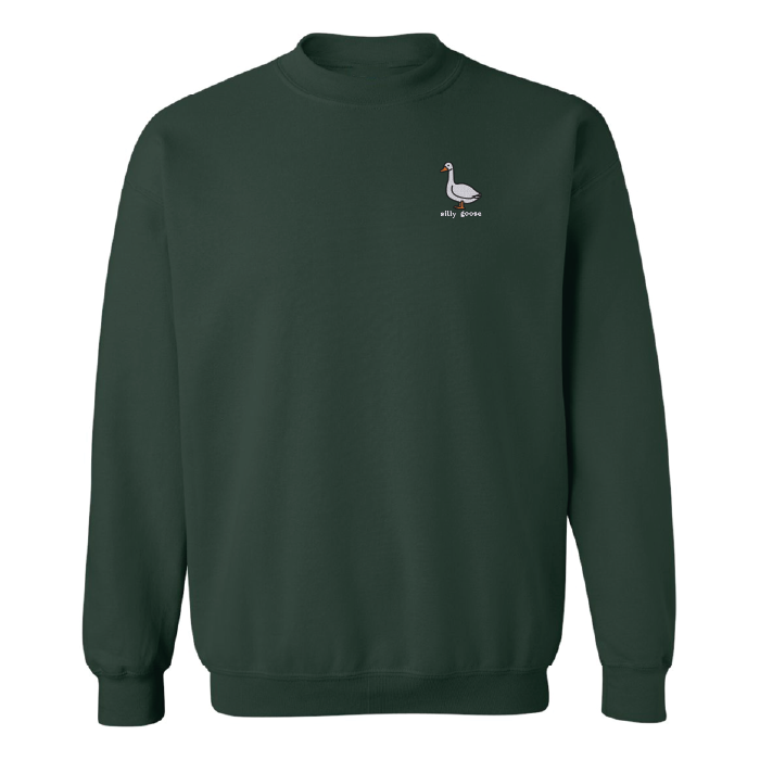 crewneck vert foret silly goose brodé au coeur
