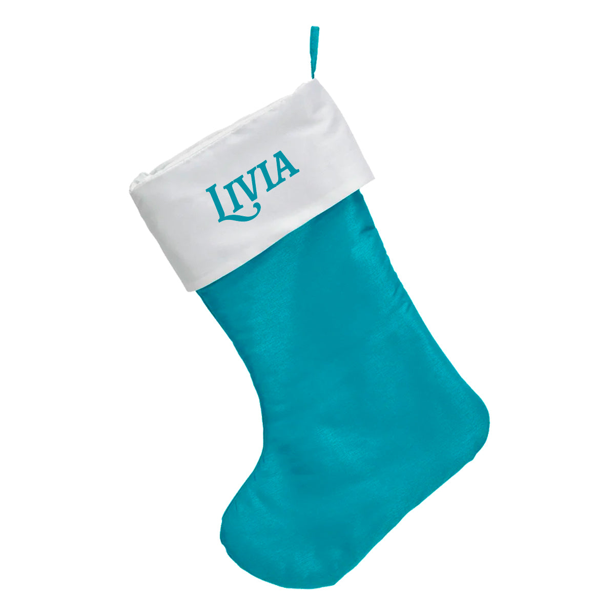 bas de noel personnalisable turquoise avec prénom