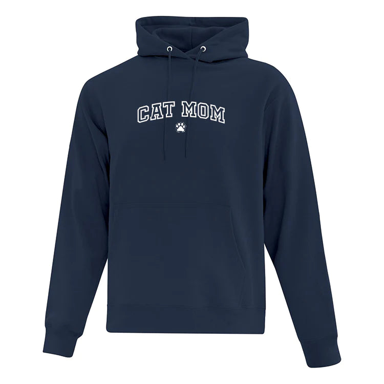 hoodie bleu marin brodé cat mom maman chat en blanc
