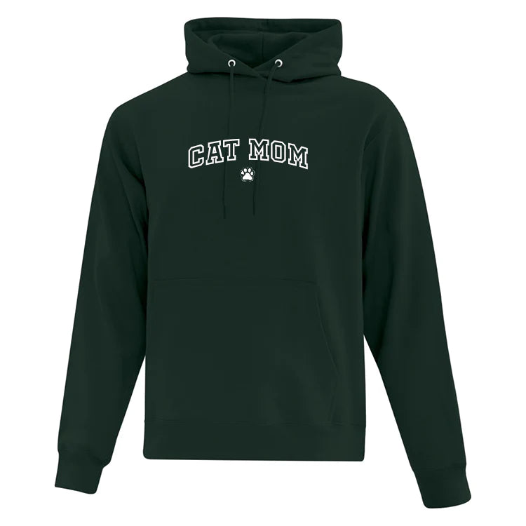 hoodie vert foret brodé cat mom maman chat en blanc