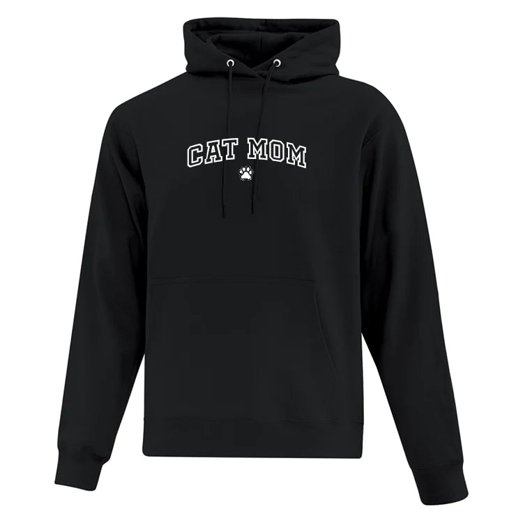 hoodie noir brodé cat mom maman chat en blanc
