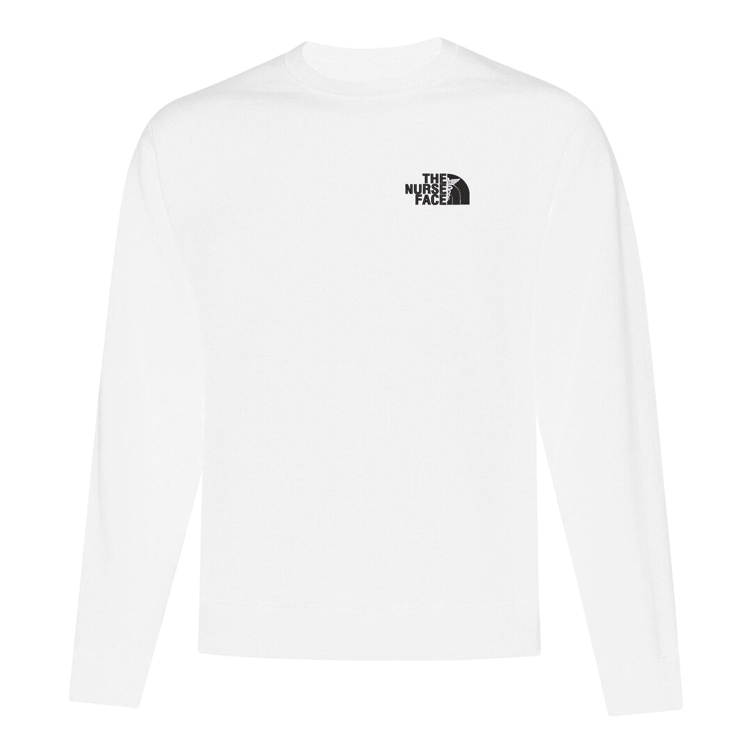 coton ouaté à col rond blanc avec broderie "The Nurse Face" au coeur, en noir et blanc