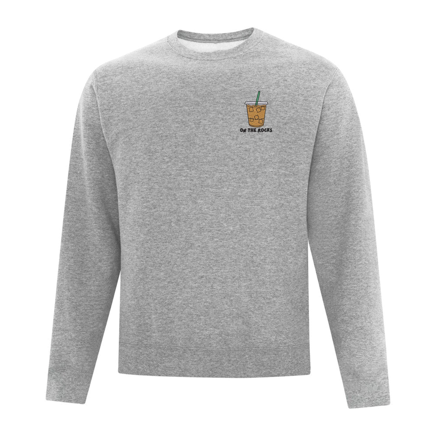 crewneck gris pâle avec une broderie de café glacé au coeur