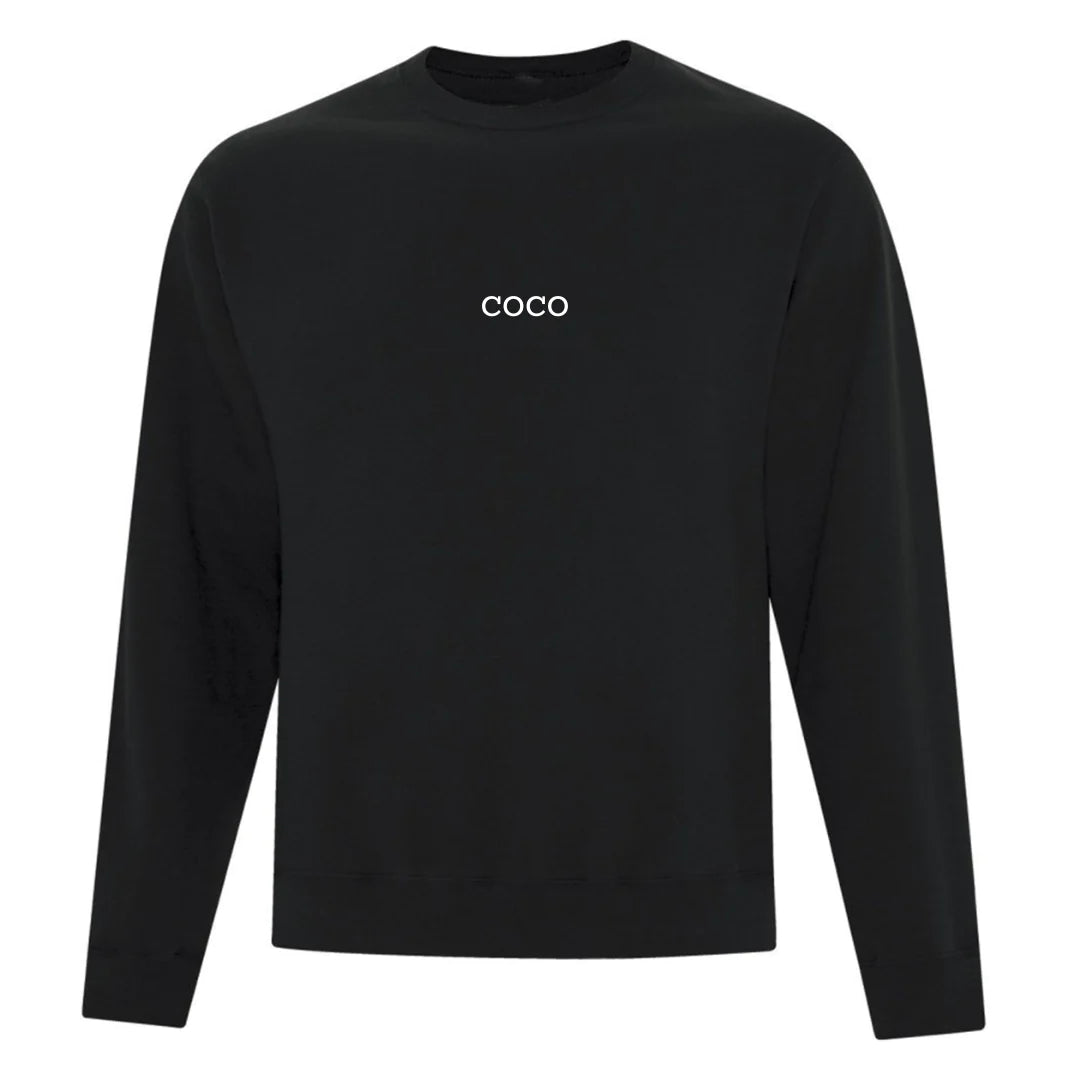 crewneck noir broderie coco en blanc