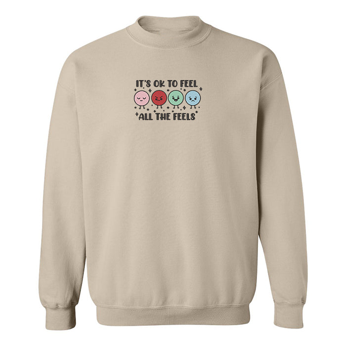 crewneck beige broderie emotions feel all the feels