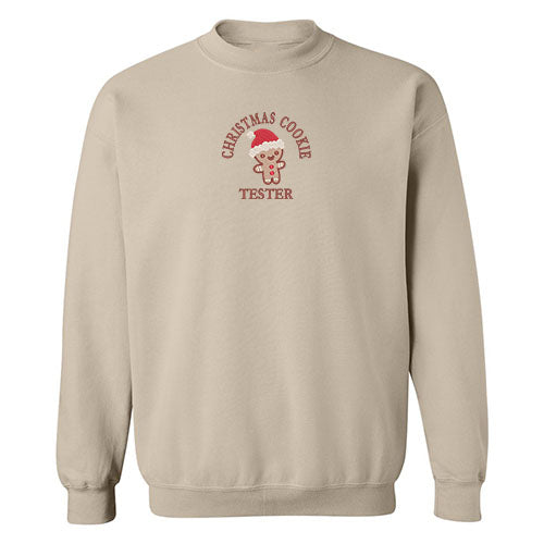 crewneck beige christmas cookie tester brodé