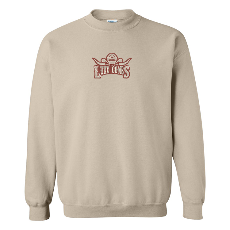 crewneck beige avec broderie chanteur country