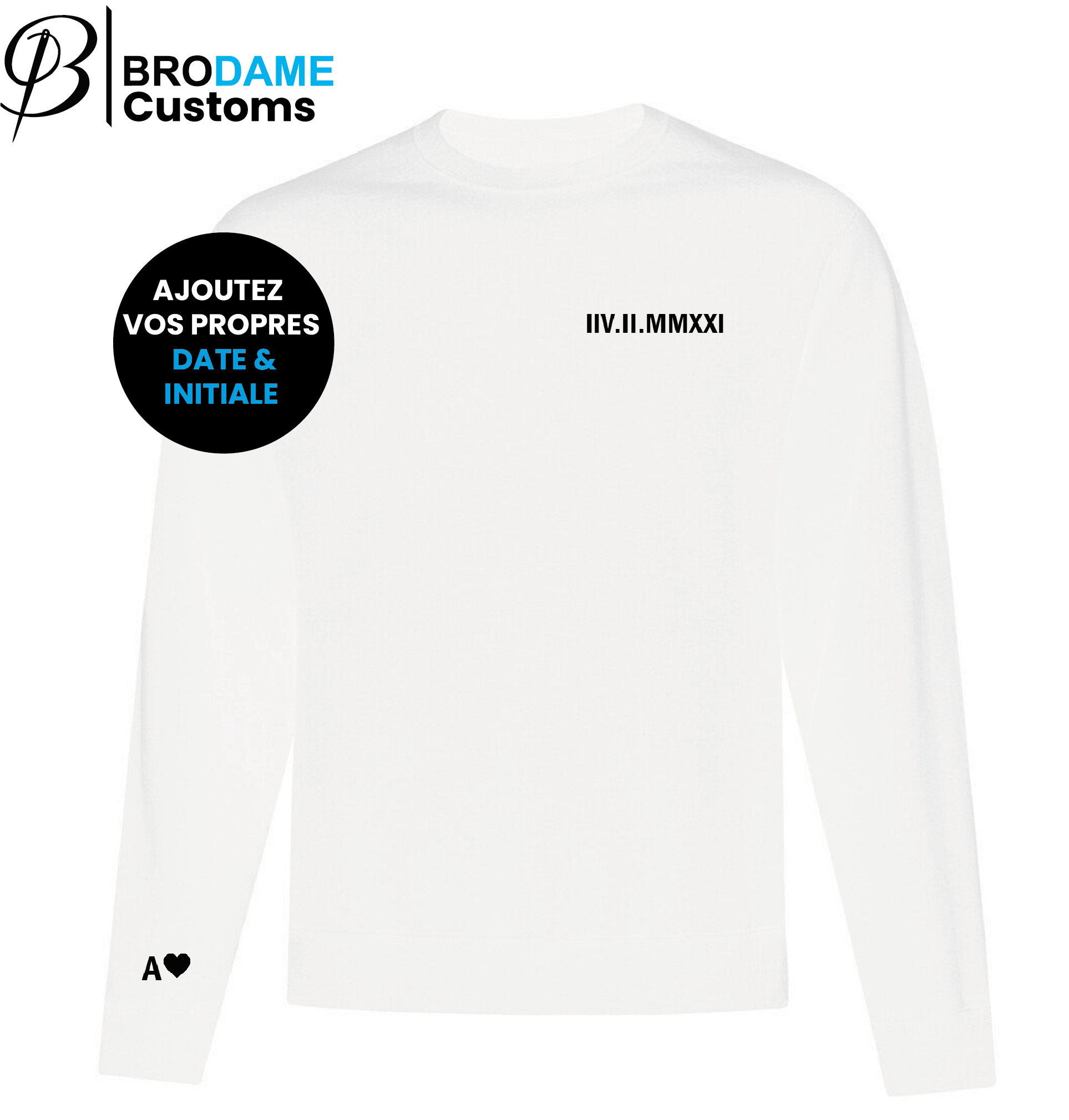 crewneck White Smoke Crewneck personnalisé date + initiale