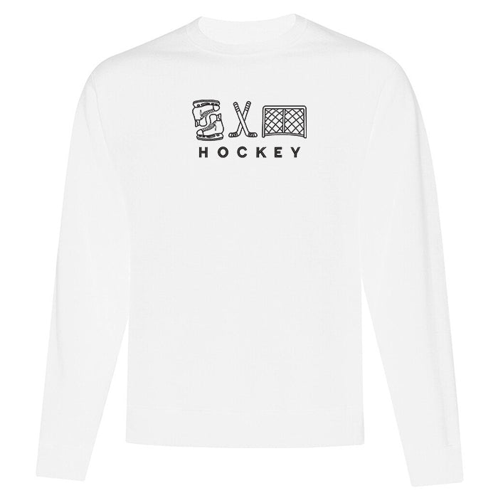 crewneck blanc hockey brodé