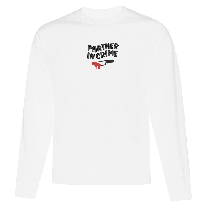 crewneck blanc partner in crime brodé matching set