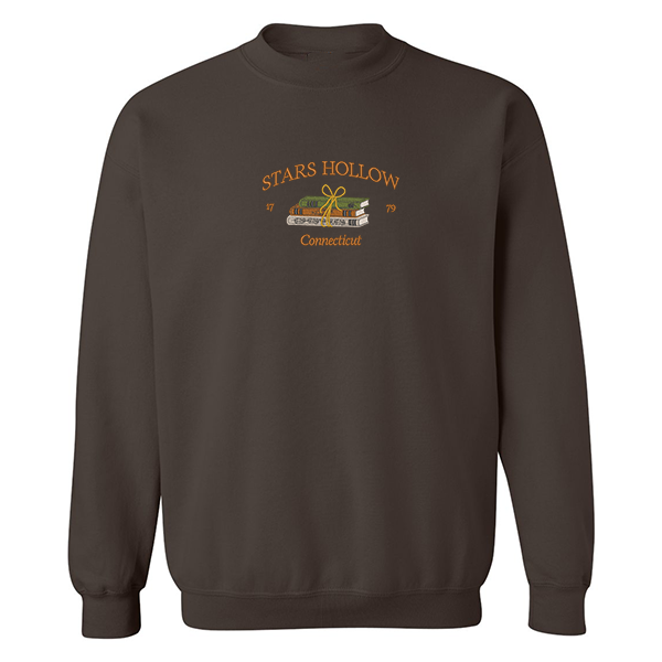crewneck brun brodé livres gilmore girls stars hollow
