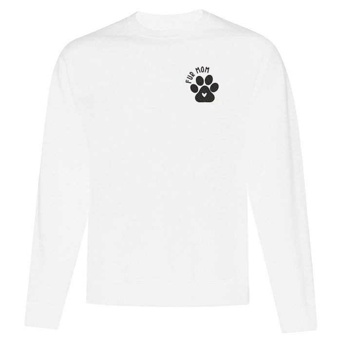 crewneck blanc broderie noire fur mom avec patte de chien