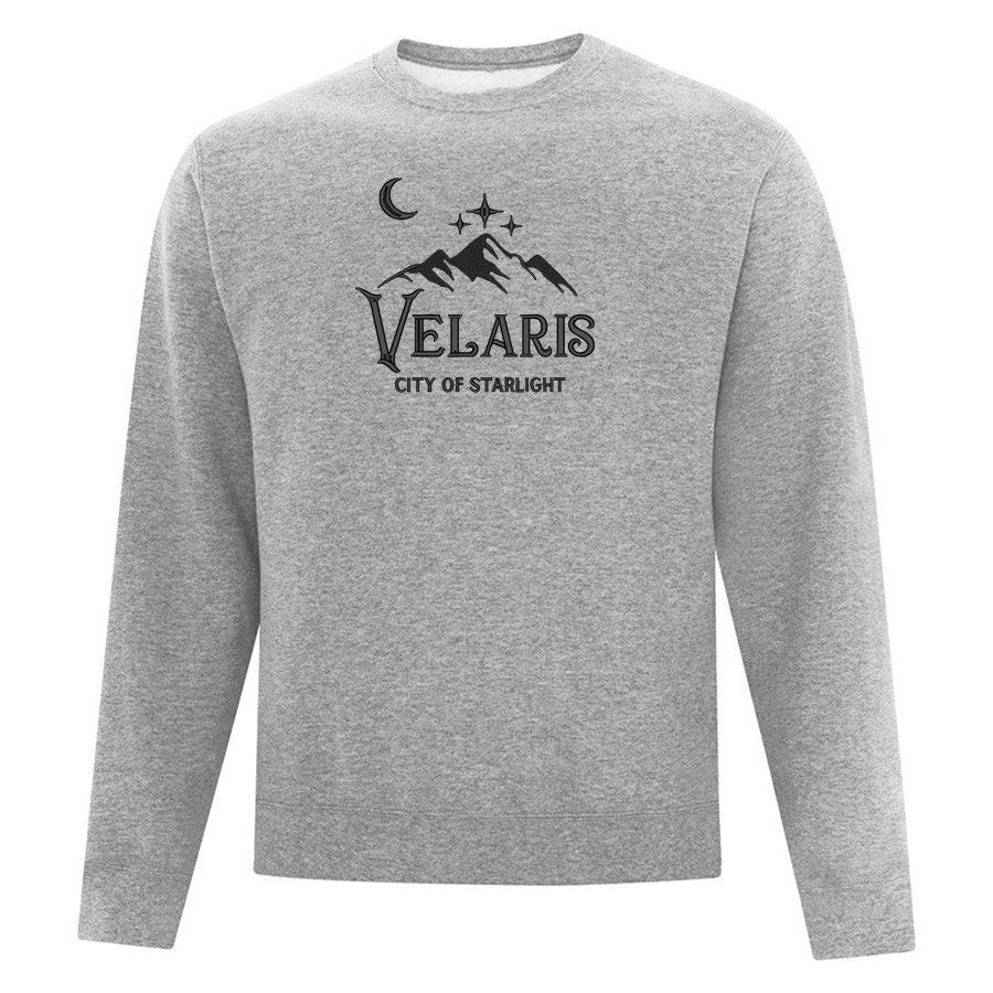 crewneck velaris city of starlight gris pâle brodé en noir