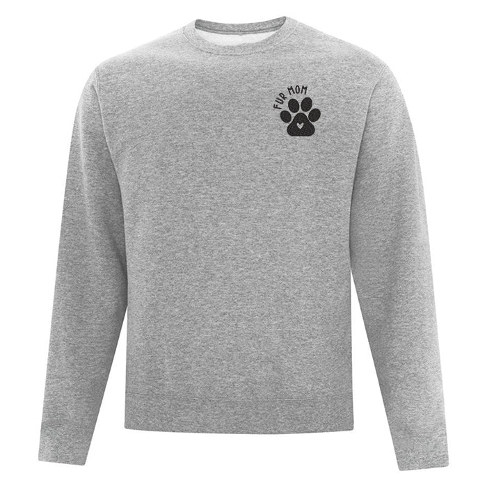 crewneck gris pâle broderie noire fur mom avec patte de chien