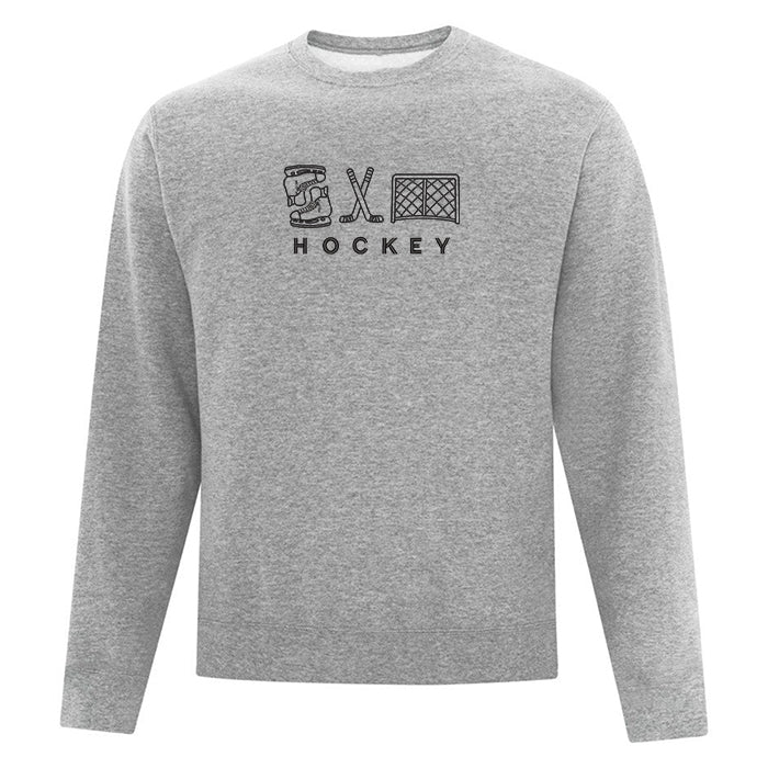 crewneck gris pâle hockey brodé