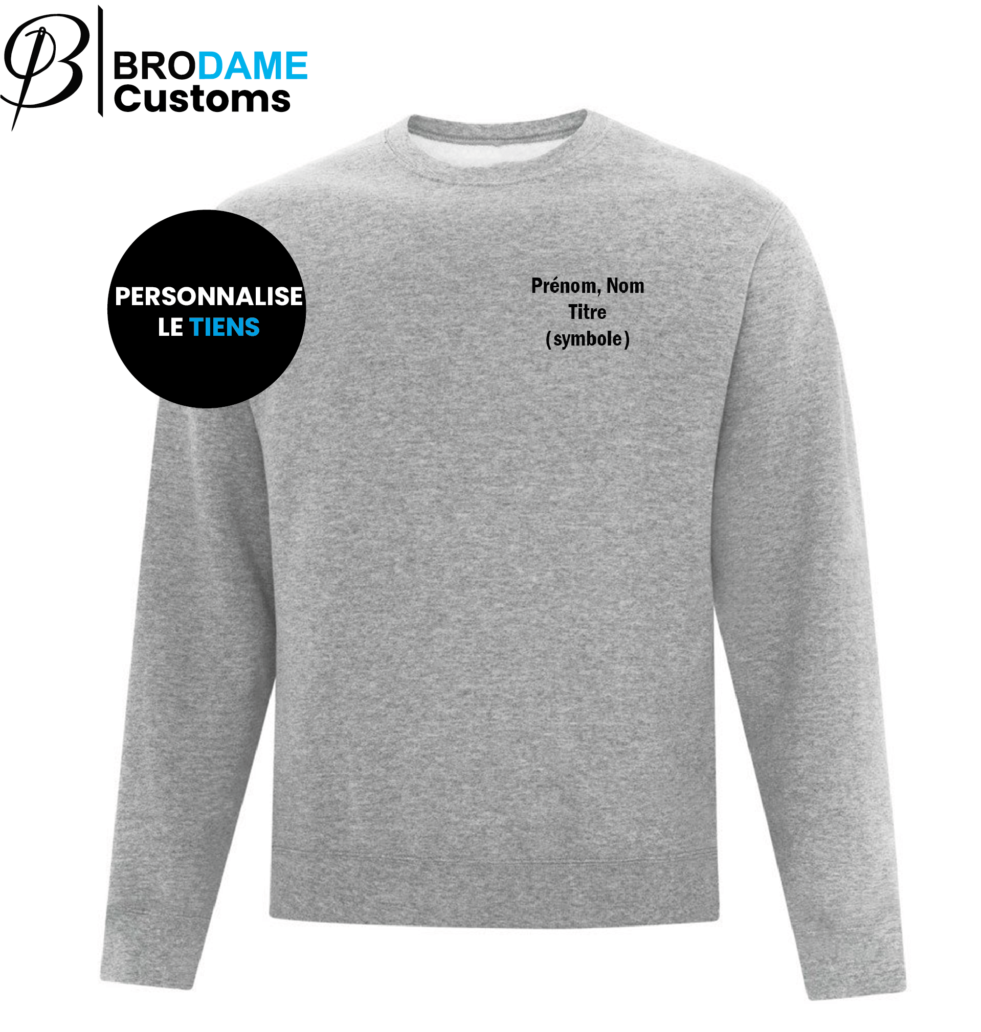 crewneck Dark Gray Crewneck personnalisé nom + métier