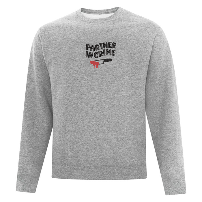 crewneck gris pâle partner in crime brodé matching set