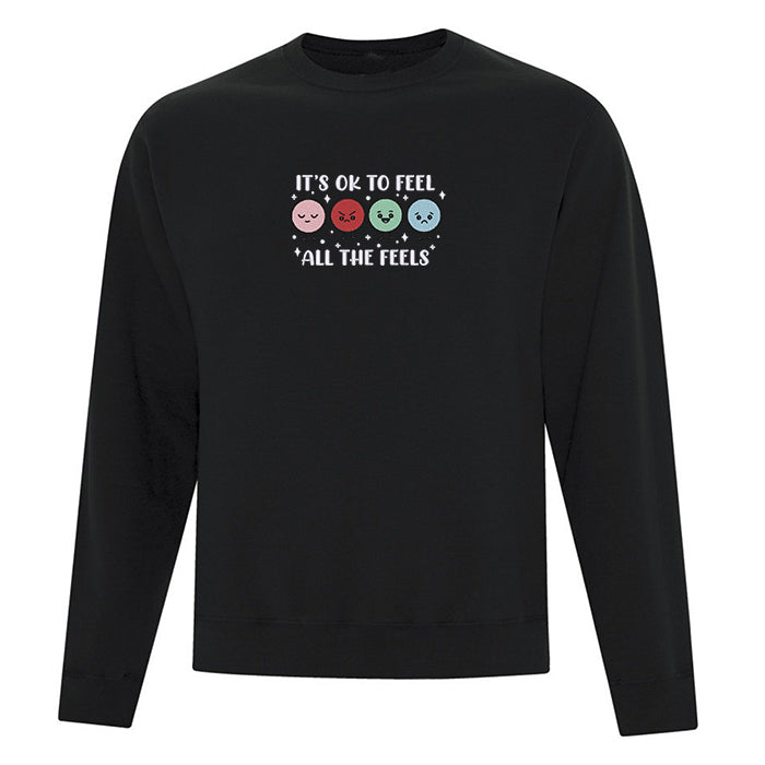 crewneck noir broderie emotions feel all the feels