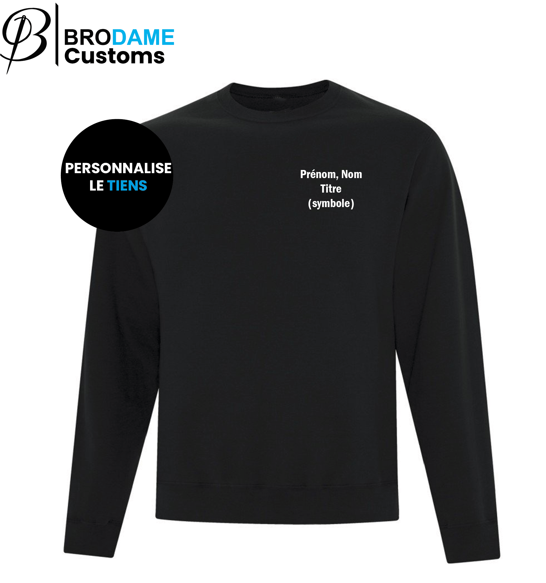 crewneck Black Crewneck personnalisé nom + métier