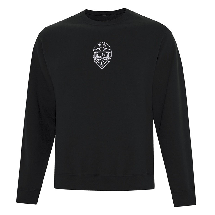 crewneck noir avec broderie de casque de motocross blanc