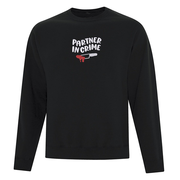 crewneck noir partner in crime brodé matching set